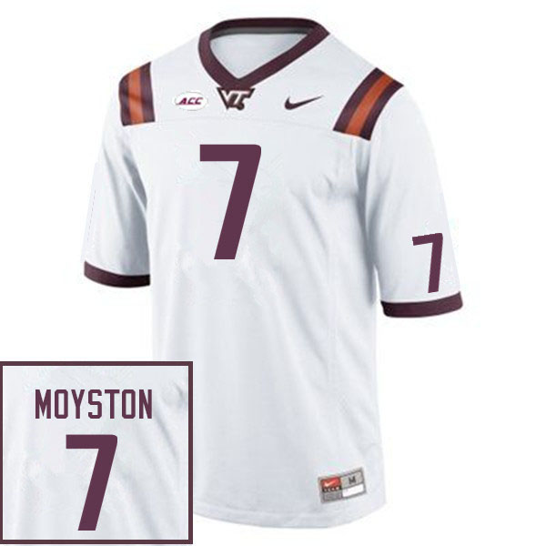 Men #7 Kyree Moyston Virginia Tech Hokies College Football Jerseys Sale-White